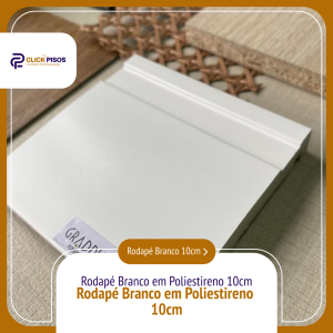 Rodapé Branco em Poliestireno 10cm com Friso – Barra 2,40m
